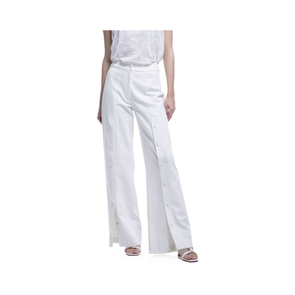 Παντελόνια Project Soma CELLU BUTTONED HIGH WAIST WIDE LEG PANTS WOMEN