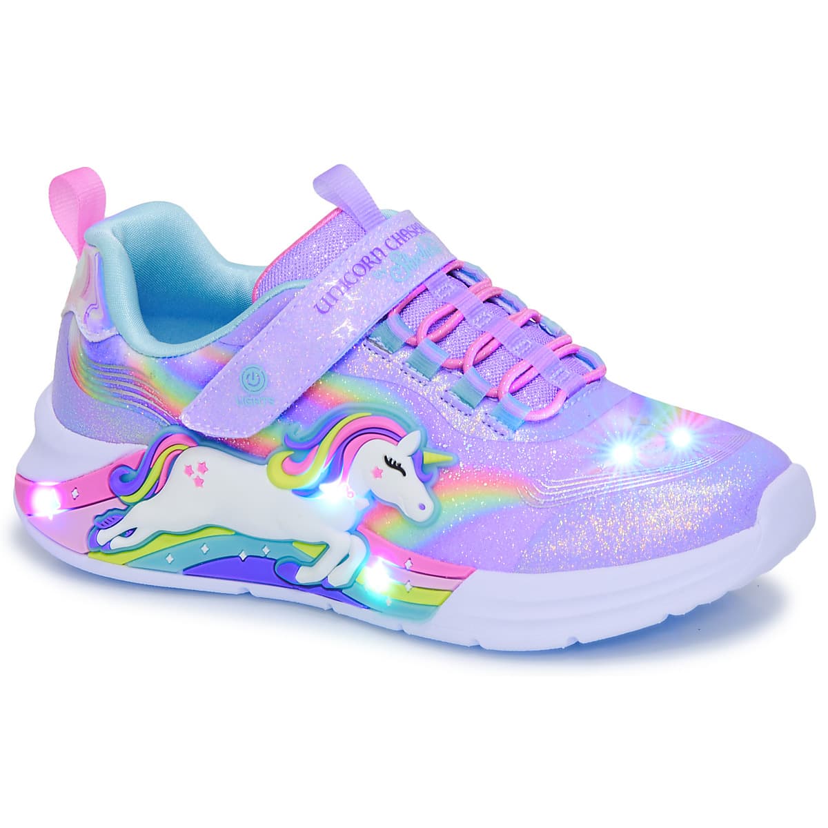 Παιδικό Αθλητικό Παπούτσι για Κορίτσι Skechers Unicorn Chaser με Φωτάκια On/Off Χρώματος Μωβ 302298L-LVMT