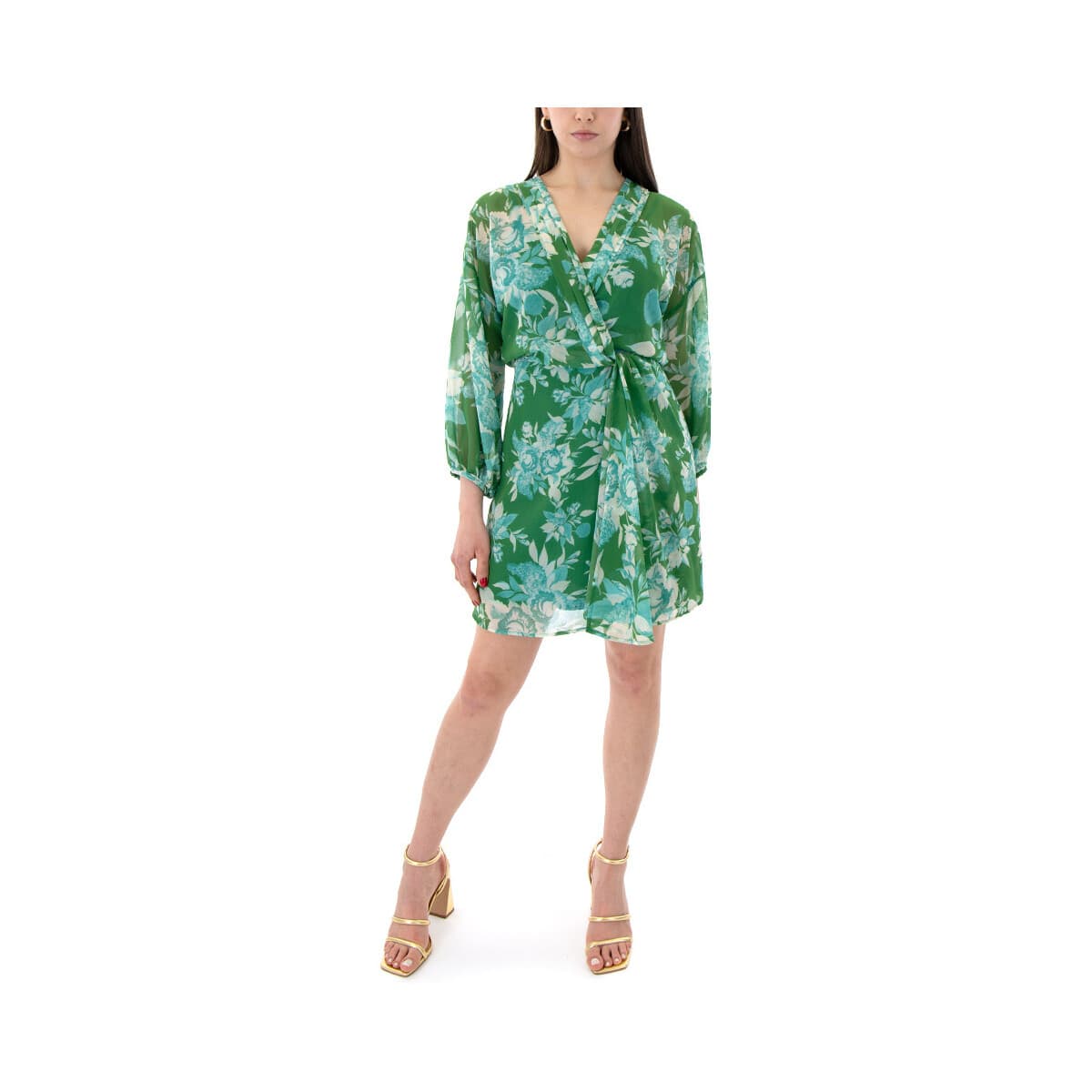 Φορέματα Twenty-29 FLORAL PRINT V NECK LONGSLEEVE WRAP MINI DRESS WOMEN