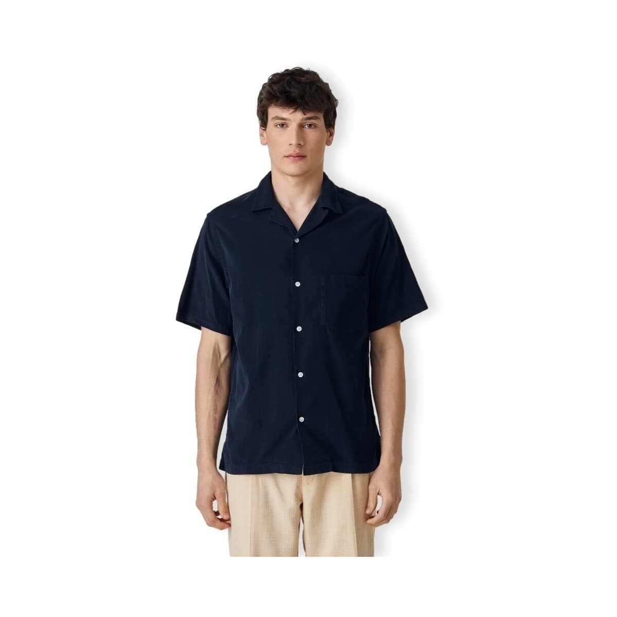 Πουκάμισο με κοντά μανίκια Portuguese Flannel Cord Camp Collar Shirt - Navy