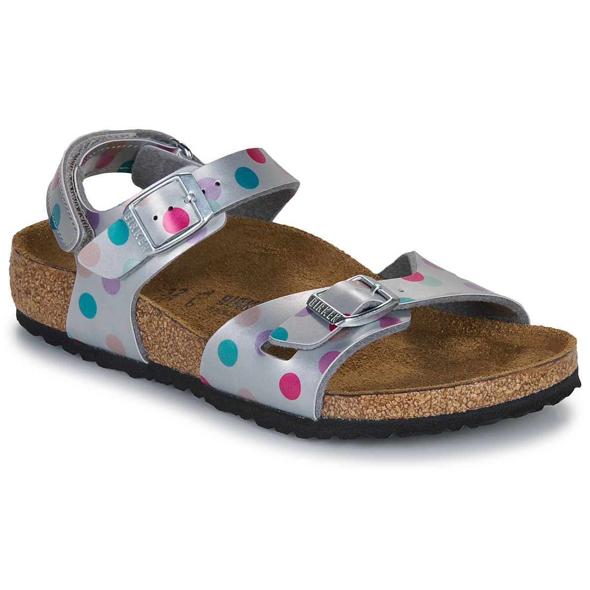 Σανδάλια χωρίς τακούνι BIRKENSTOCK Rio AS Kids BF Elec. Metallic SilverDots