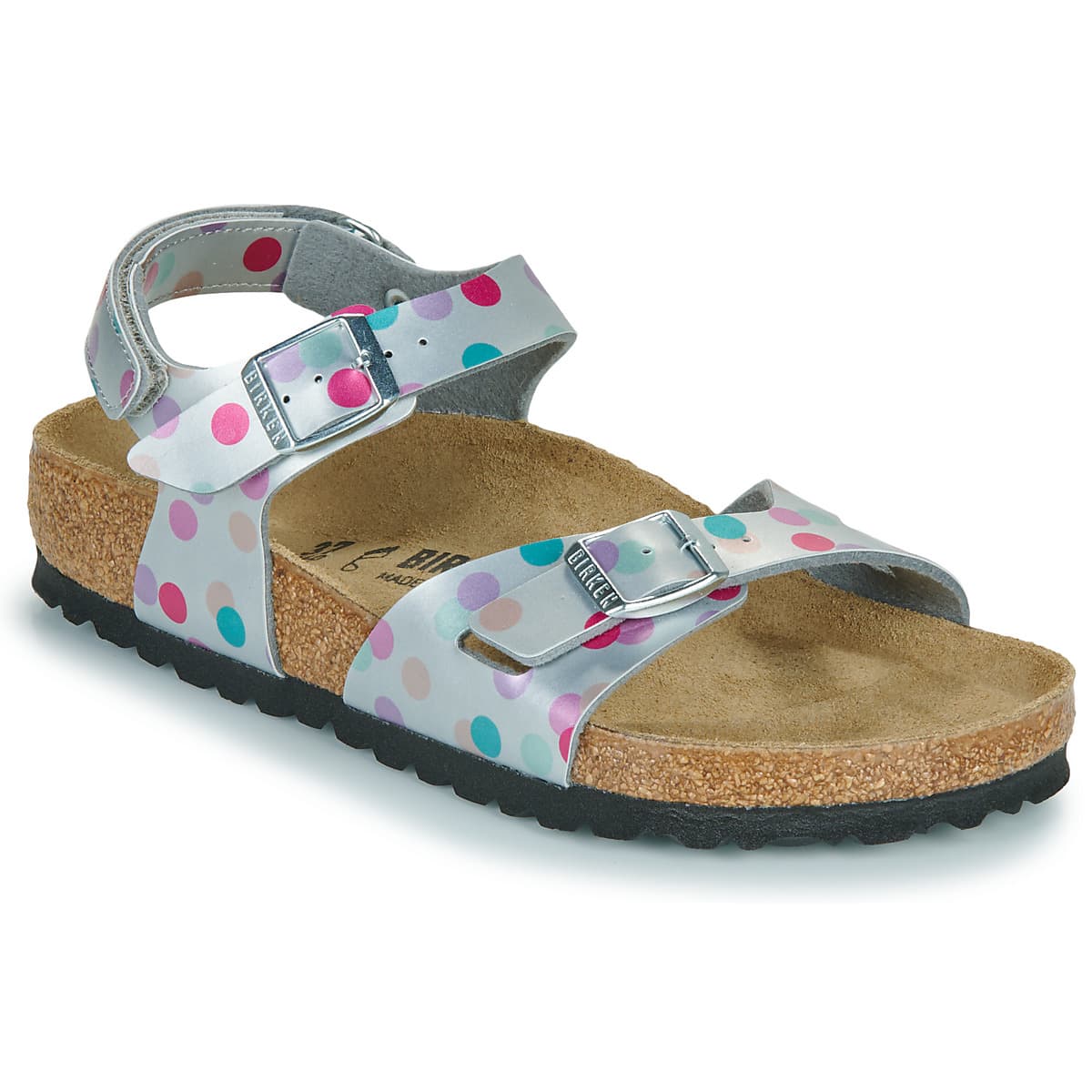 Σανδάλια χωρίς τακούνι BIRKENSTOCK Rio AS Kids BF Elec. Metallic SilverDots
