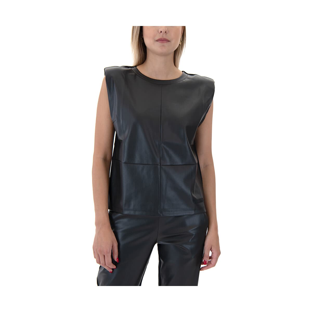 Μπλουζάκια με μακριά μανίκια Emporio Armani EA7 FAUX LEATHER T-SHIRT WOMEN
