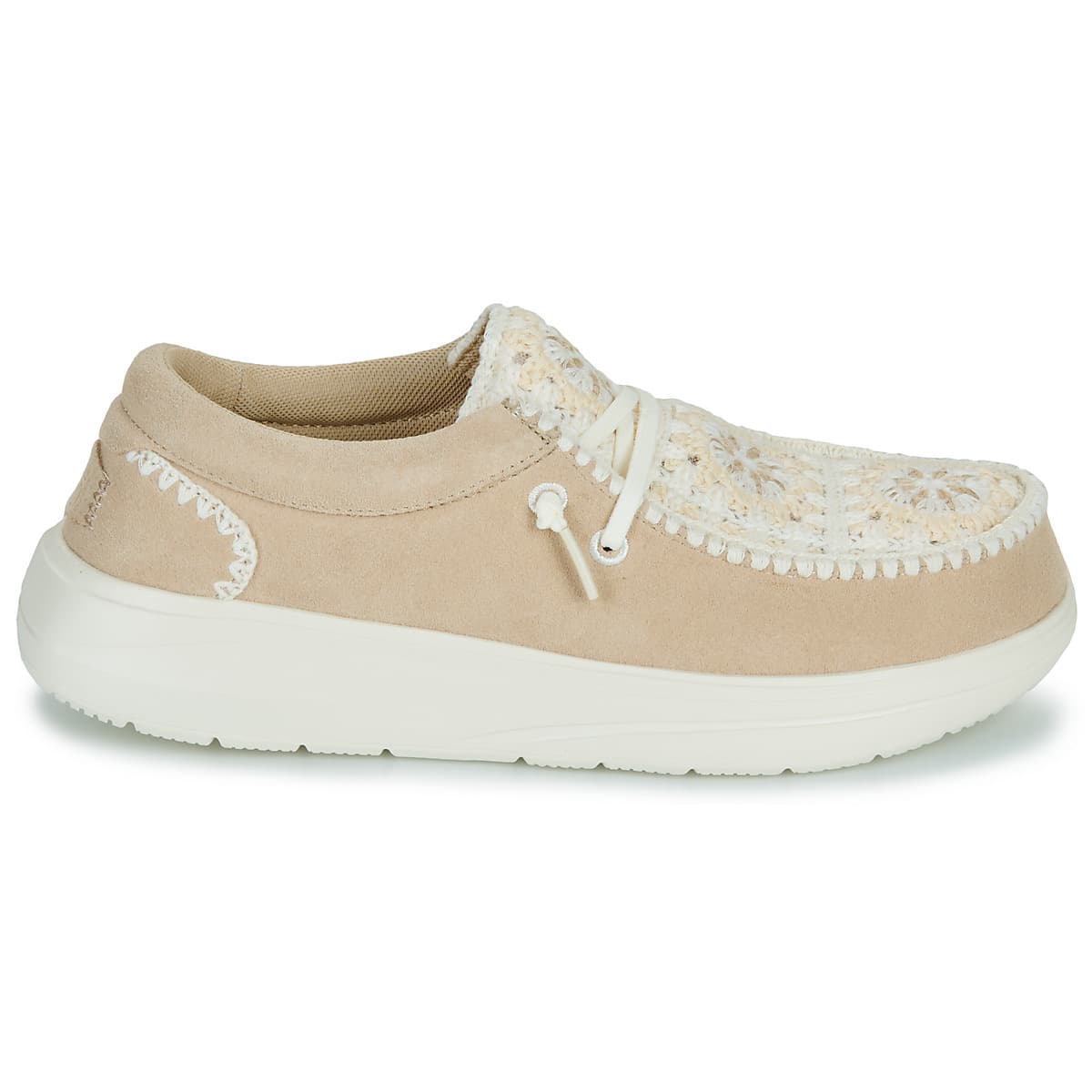 E70910 Wendy Suede Crochet Moccasins Women Heydude