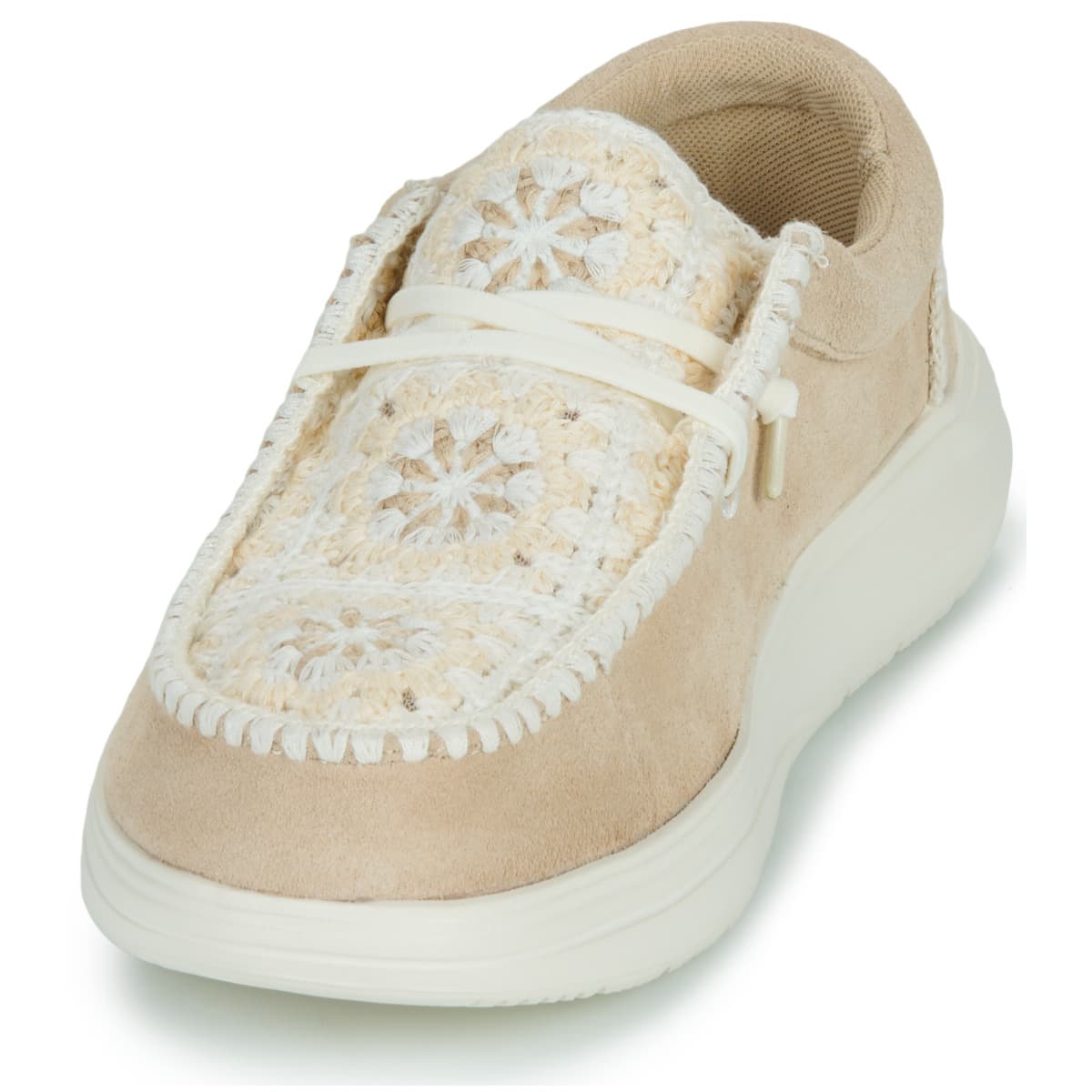 E70910 Wendy Suede Crochet Moccasins Women Heydude