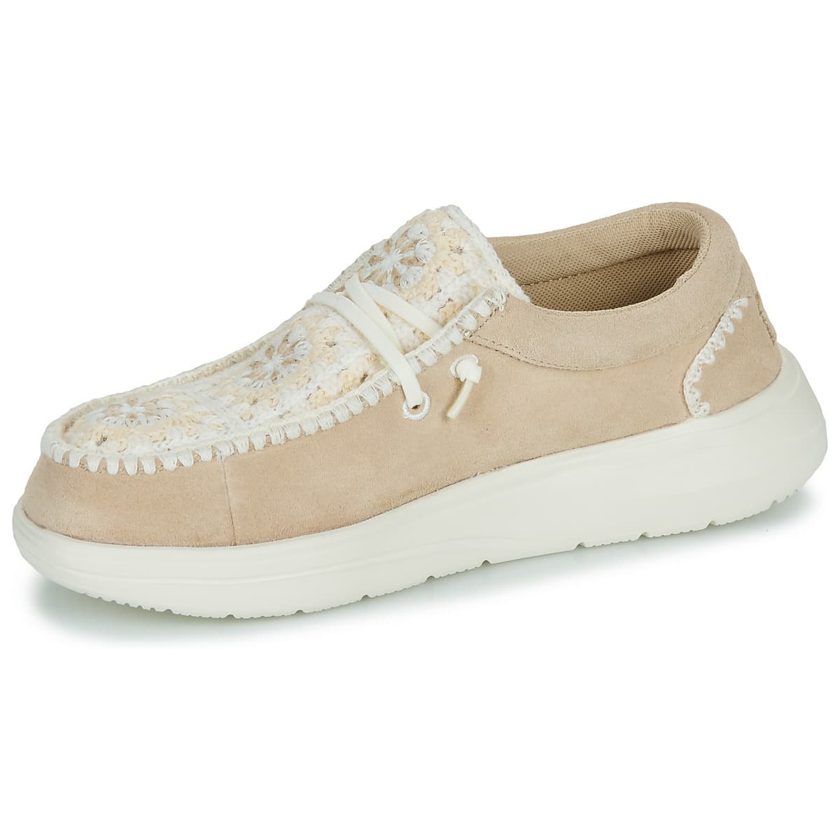 E70910 Wendy Suede Crochet Moccasins Women Heydude