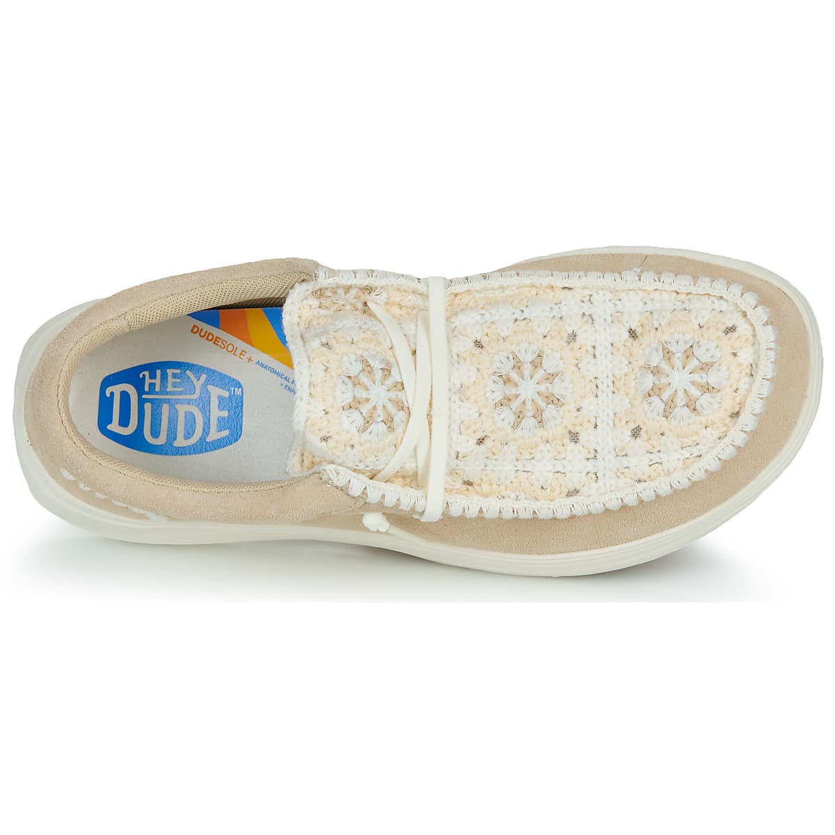 E70910 Wendy Suede Crochet Moccasins Women Heydude