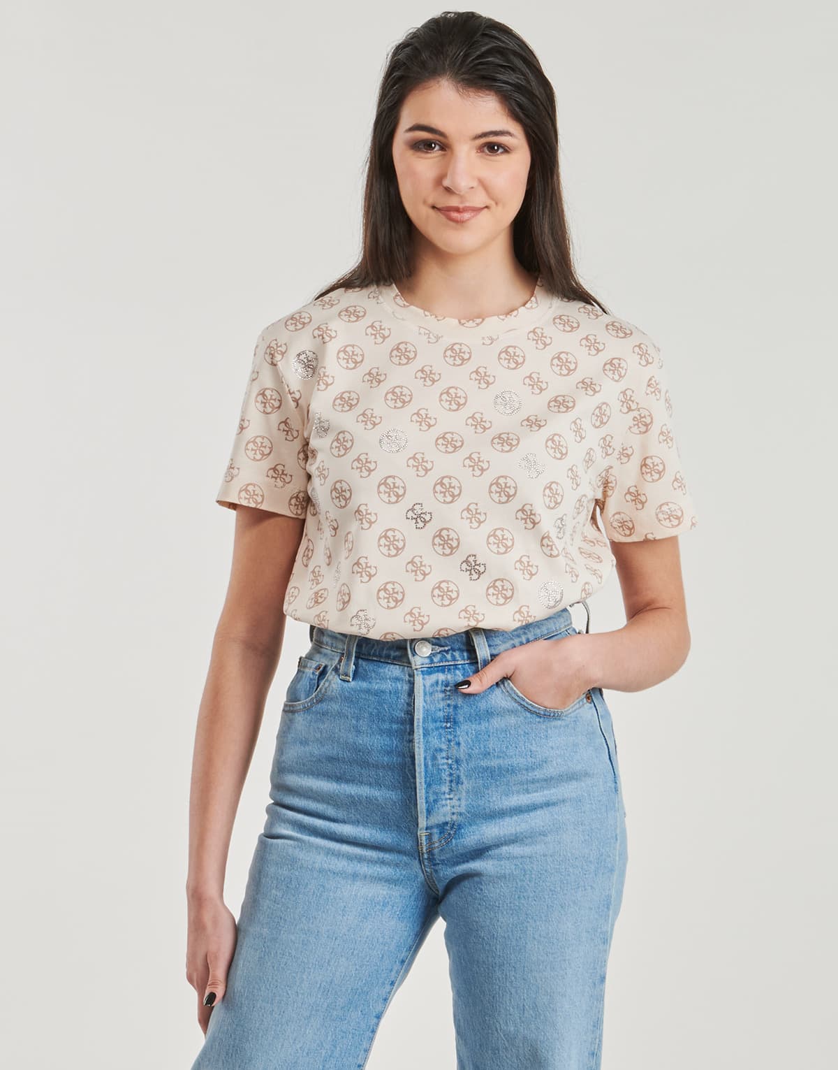Women's T-Shirts Guess Beige