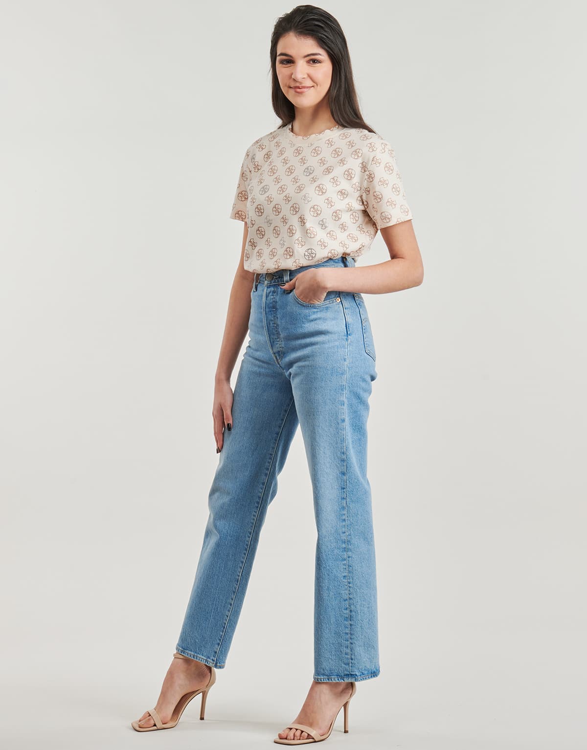 Women's T-Shirts Guess Beige