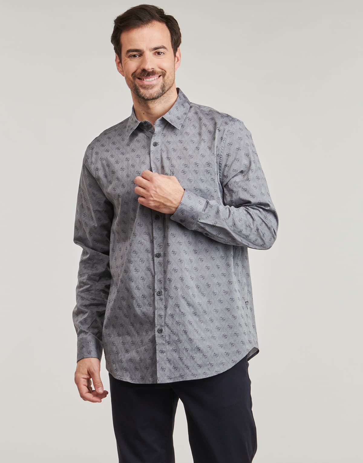 All Over Jacquard Logo Longsleeve Shirt Men Guess