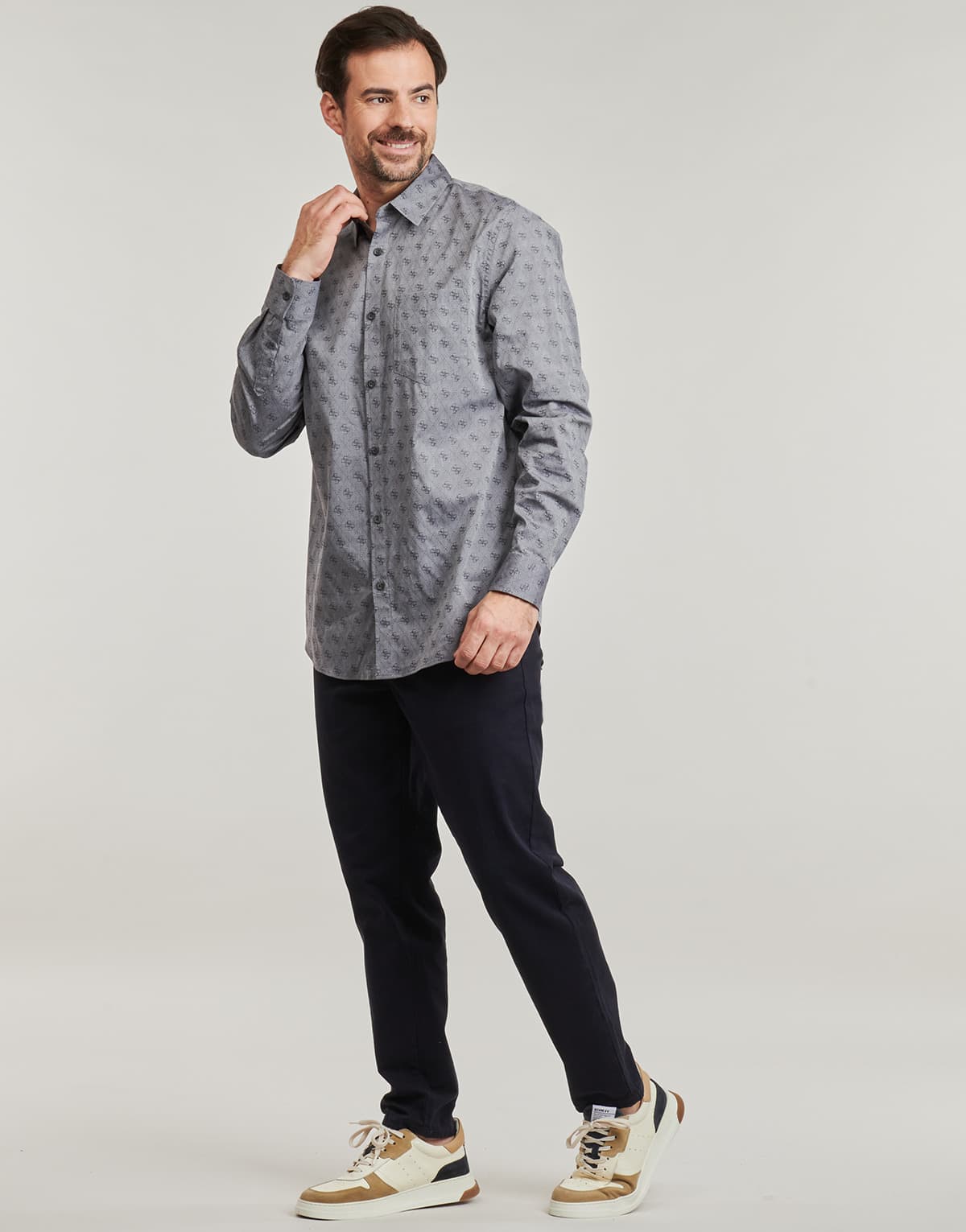 All Over Jacquard Logo Longsleeve Shirt Men Guess
