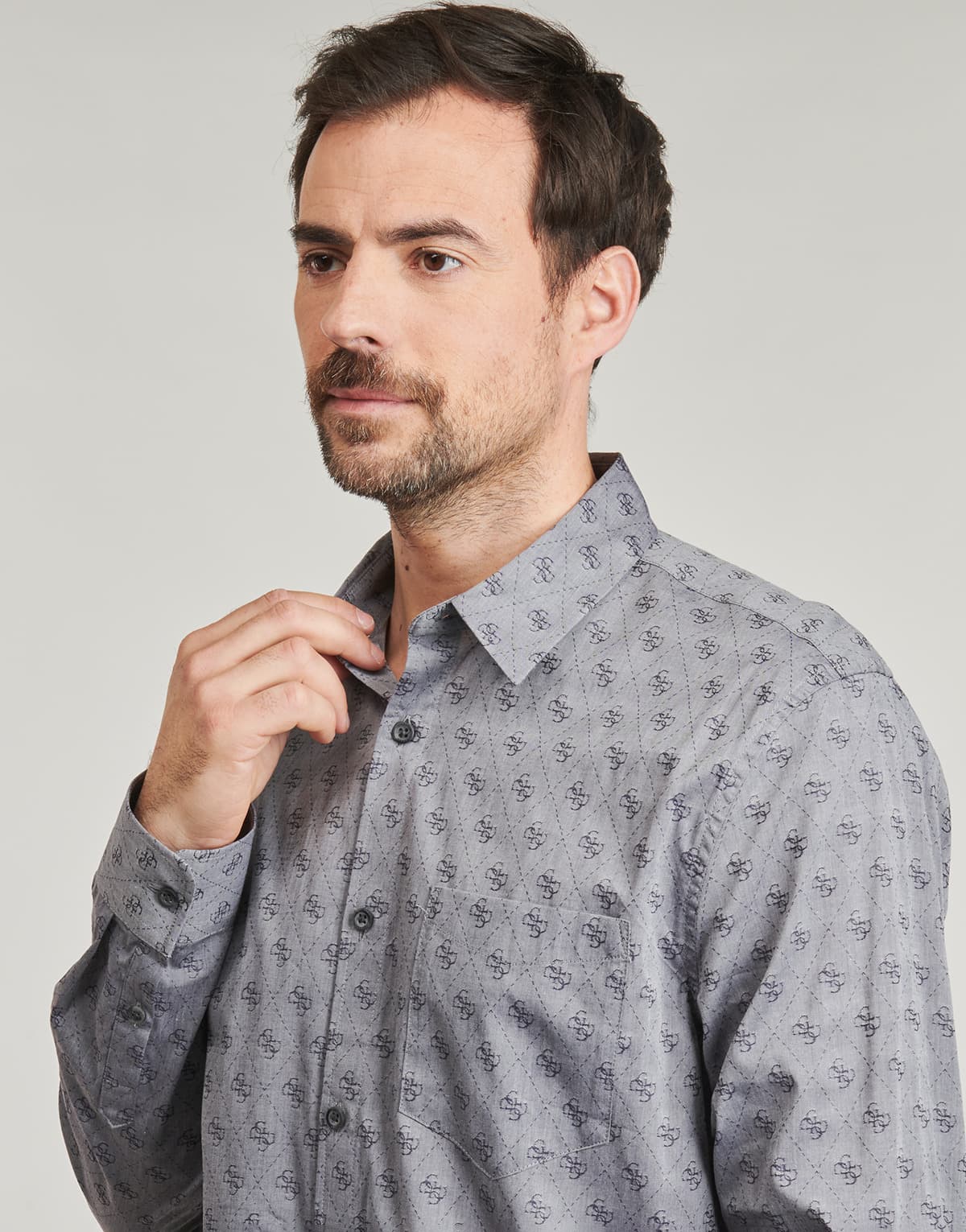 All Over Jacquard Logo Longsleeve Shirt Men Guess