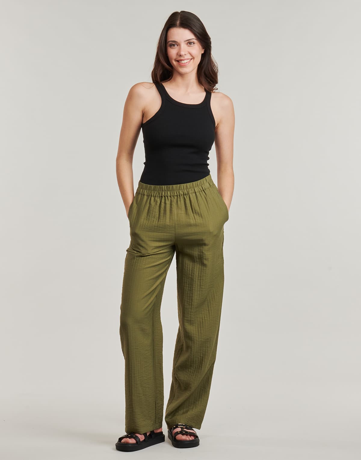 Women's Pants Vila Khaki