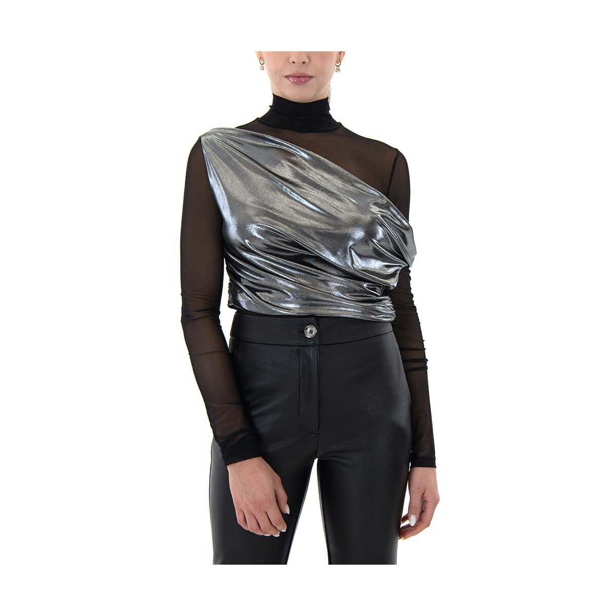 Μπλουζάκια με μακριά μανίκια Access Fashion METALLIC SLEEVELESS DRAPE TOP WOMEN
