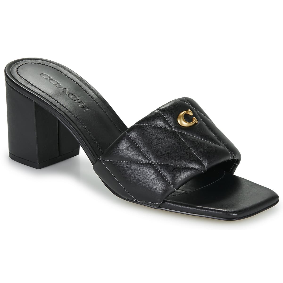 Mules Coach QUILTED BLOCK HEEL SANDAL