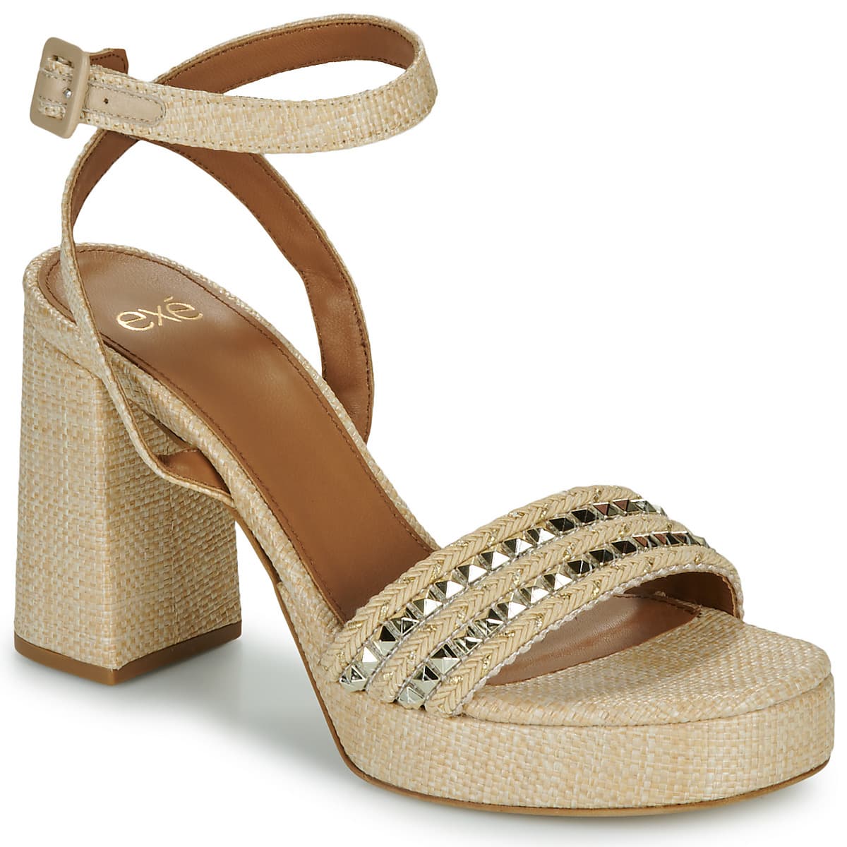 Σανδάλια με τακούνι Exé Shoes 619-ANCONA-RAFFIA-BEIGE-GOLD