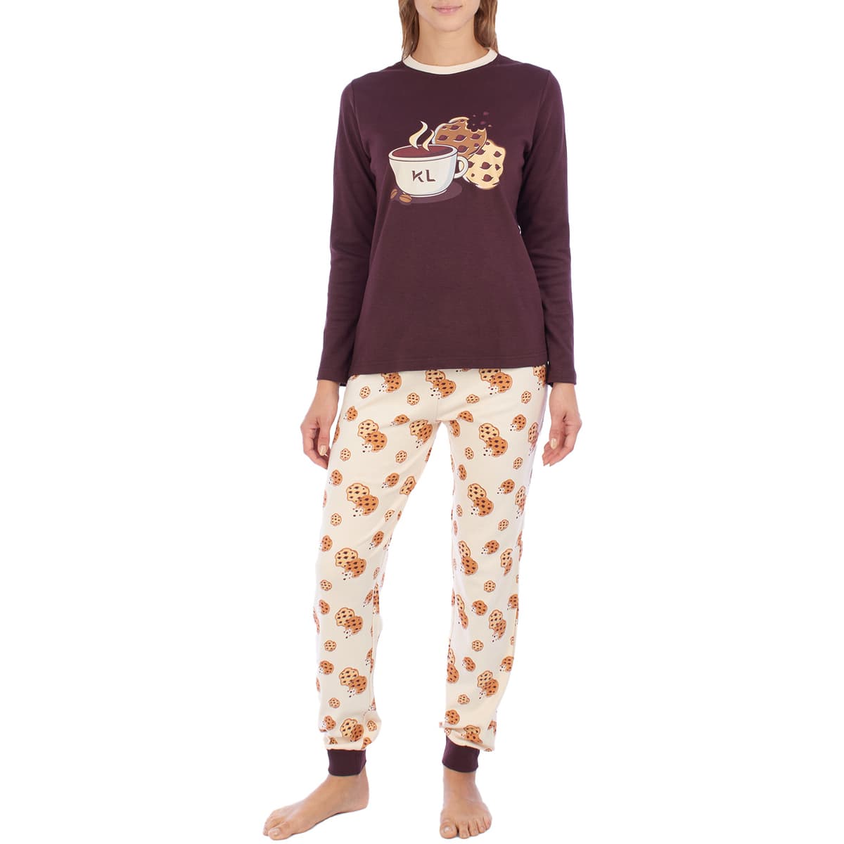 Women's Pajamas Kisses And Love Bordeaux