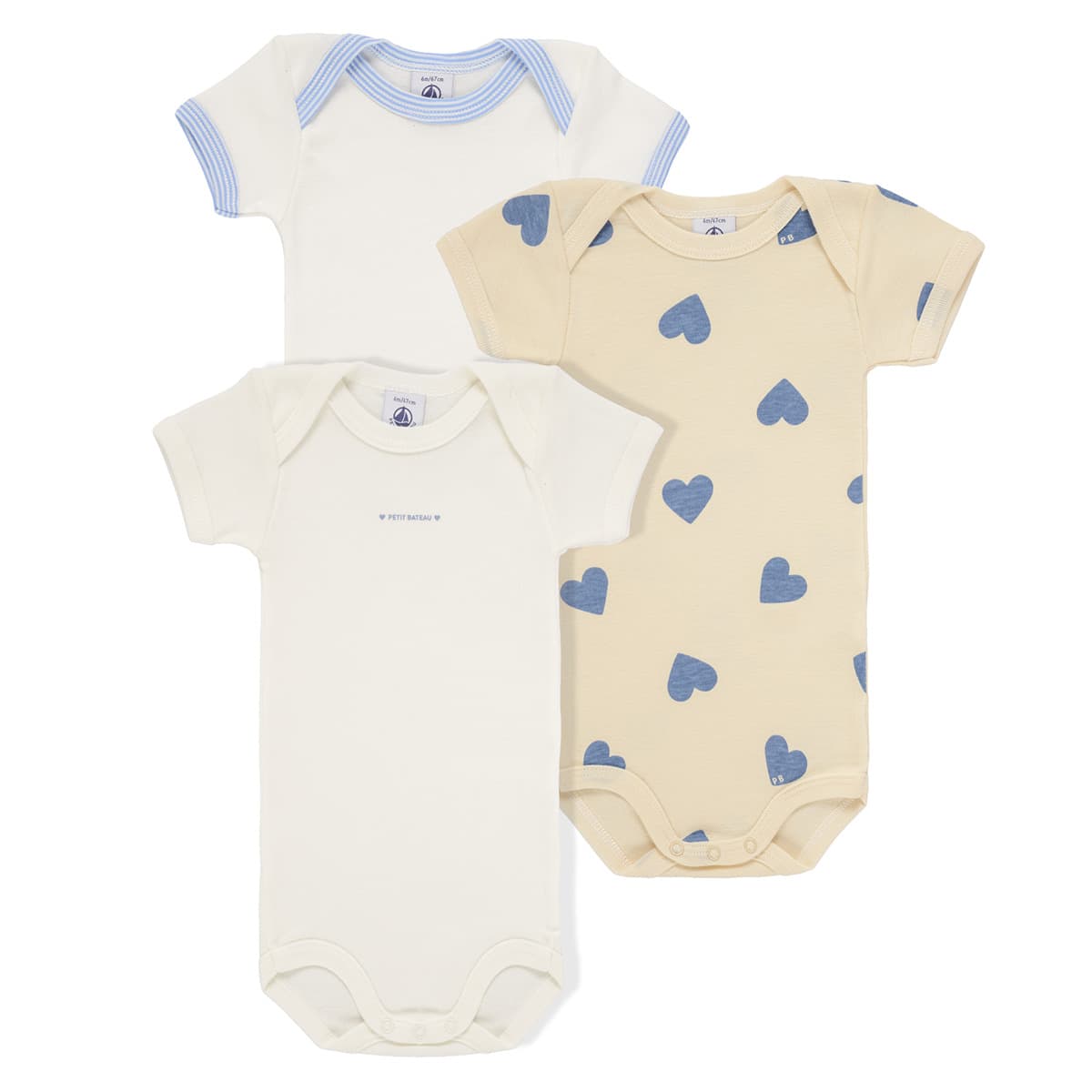Παιδικά κορμάκια Petit Bateau 3 BODIES US MC
