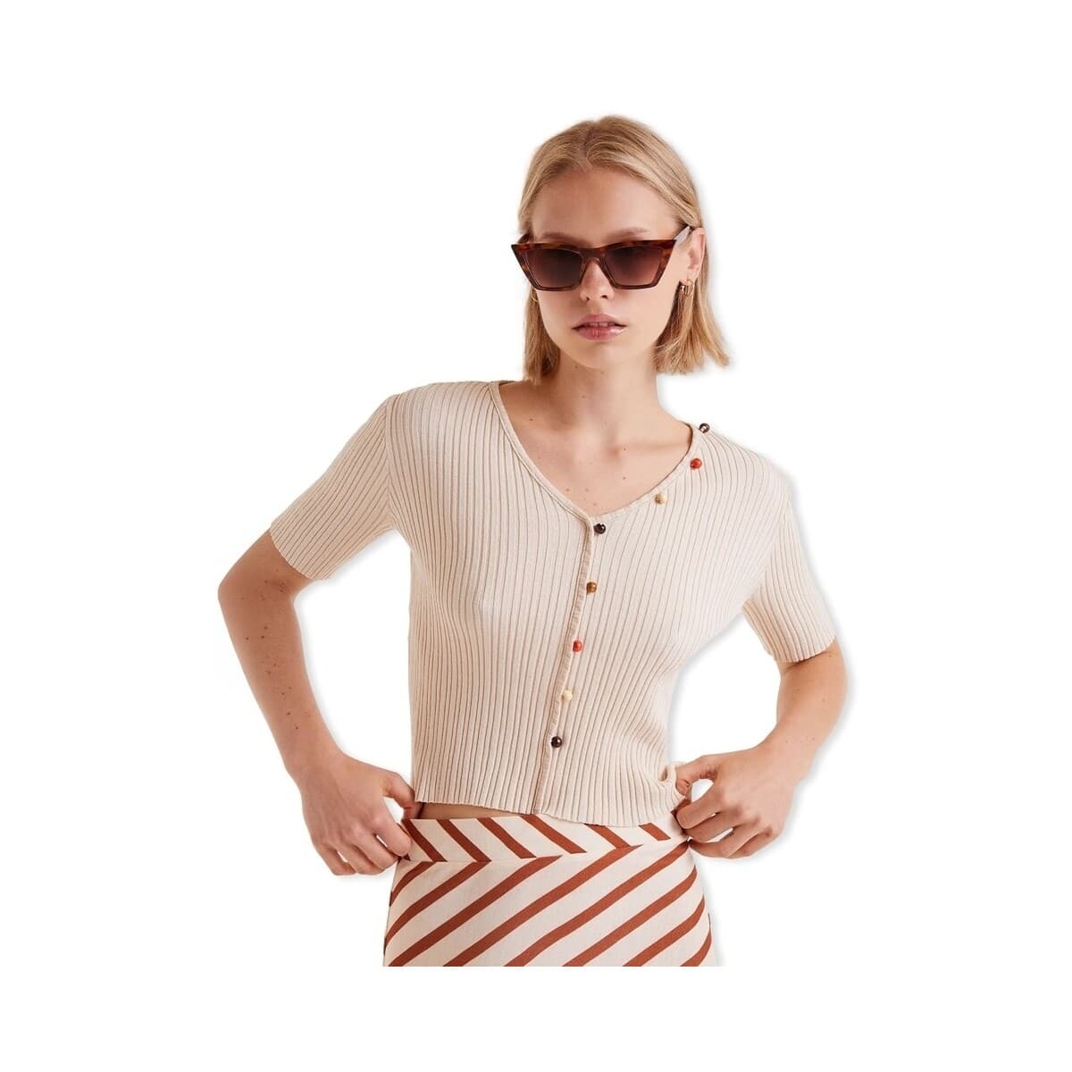 Μπλούζα Compania Fantastica COMPAÑIA FANTÁSTICA Top 10217 - Beige