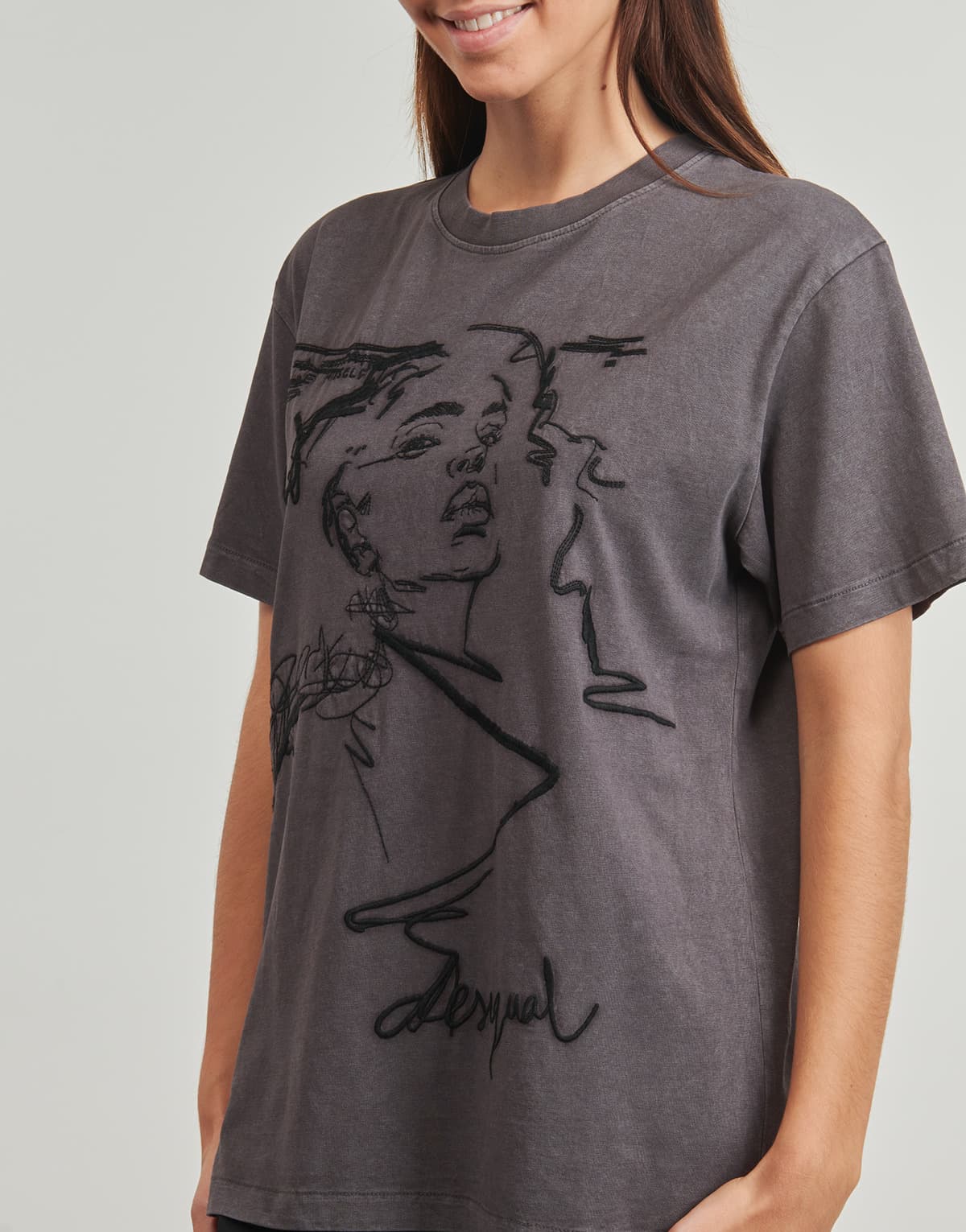 Women's T-Shirts Desigual Gray