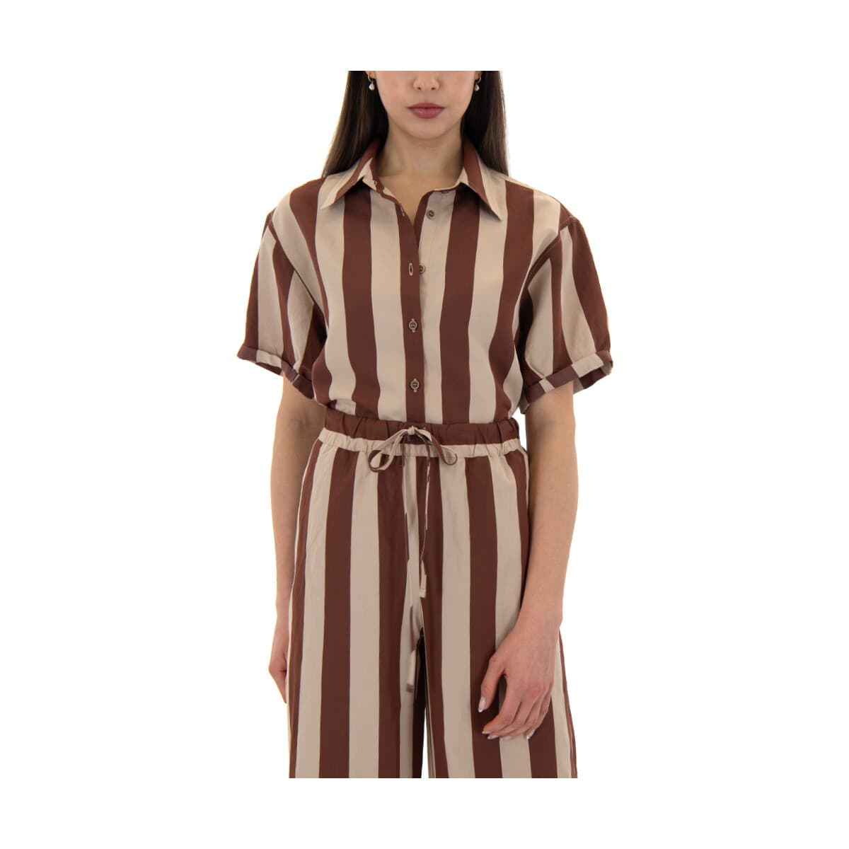 Stripes Shortsleeve Comfort Fit T-Shirt Women Black & Black