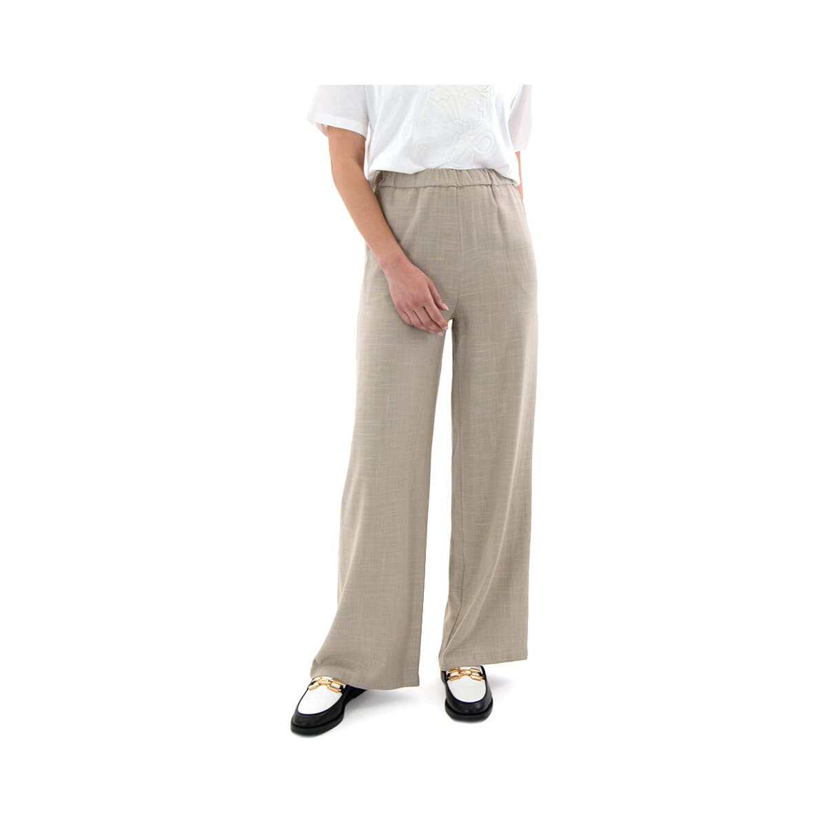 Παντελόνια Atelier LINEN ELASTIC WAIST WIDE LEG PANTS WOMEN