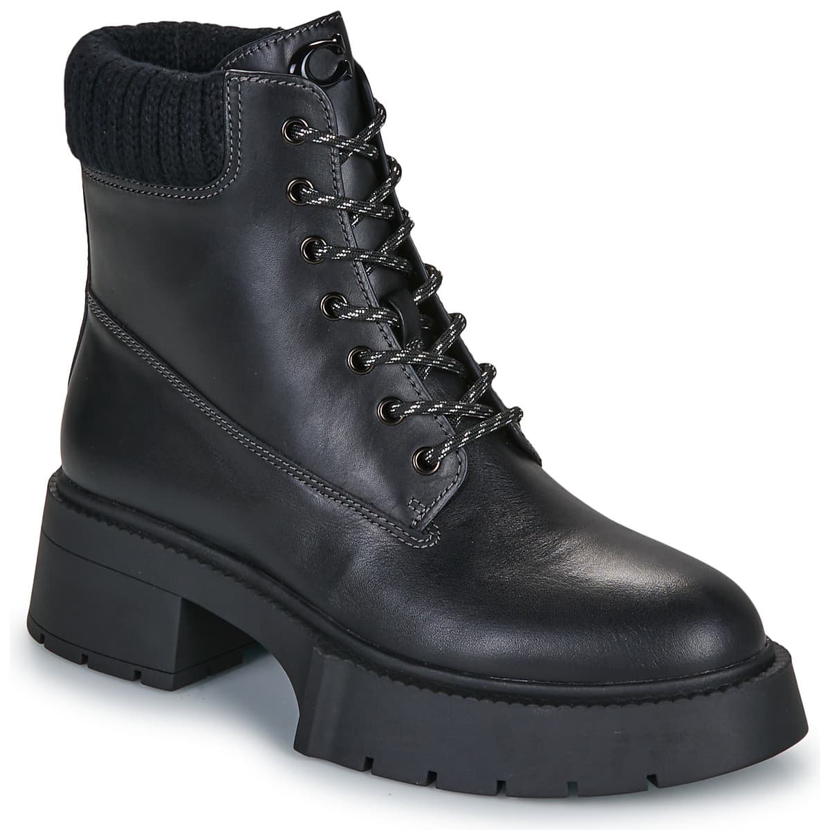 Μπότες Coach LEAH PLATFORM LEATHER LACE-UP BOOTIE