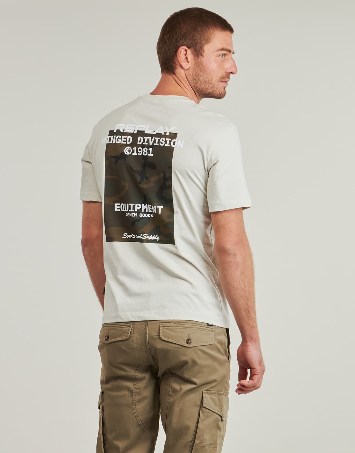 Men's T-Shirts Replay Beige