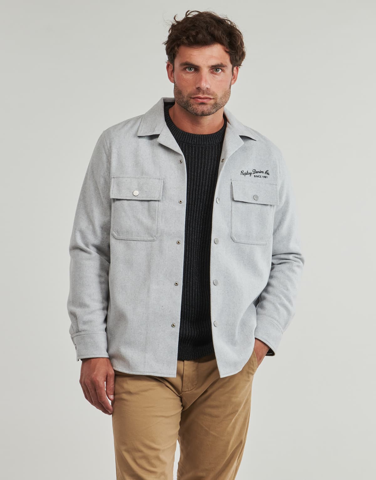 Men's T-Shirts Replay Gray