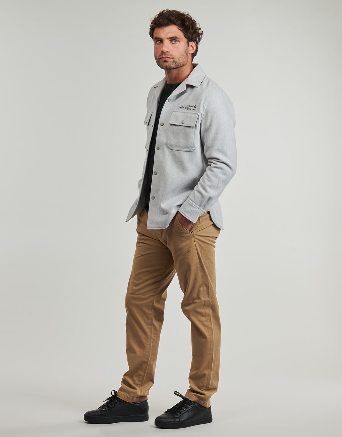 Men's T-Shirts Replay Gray