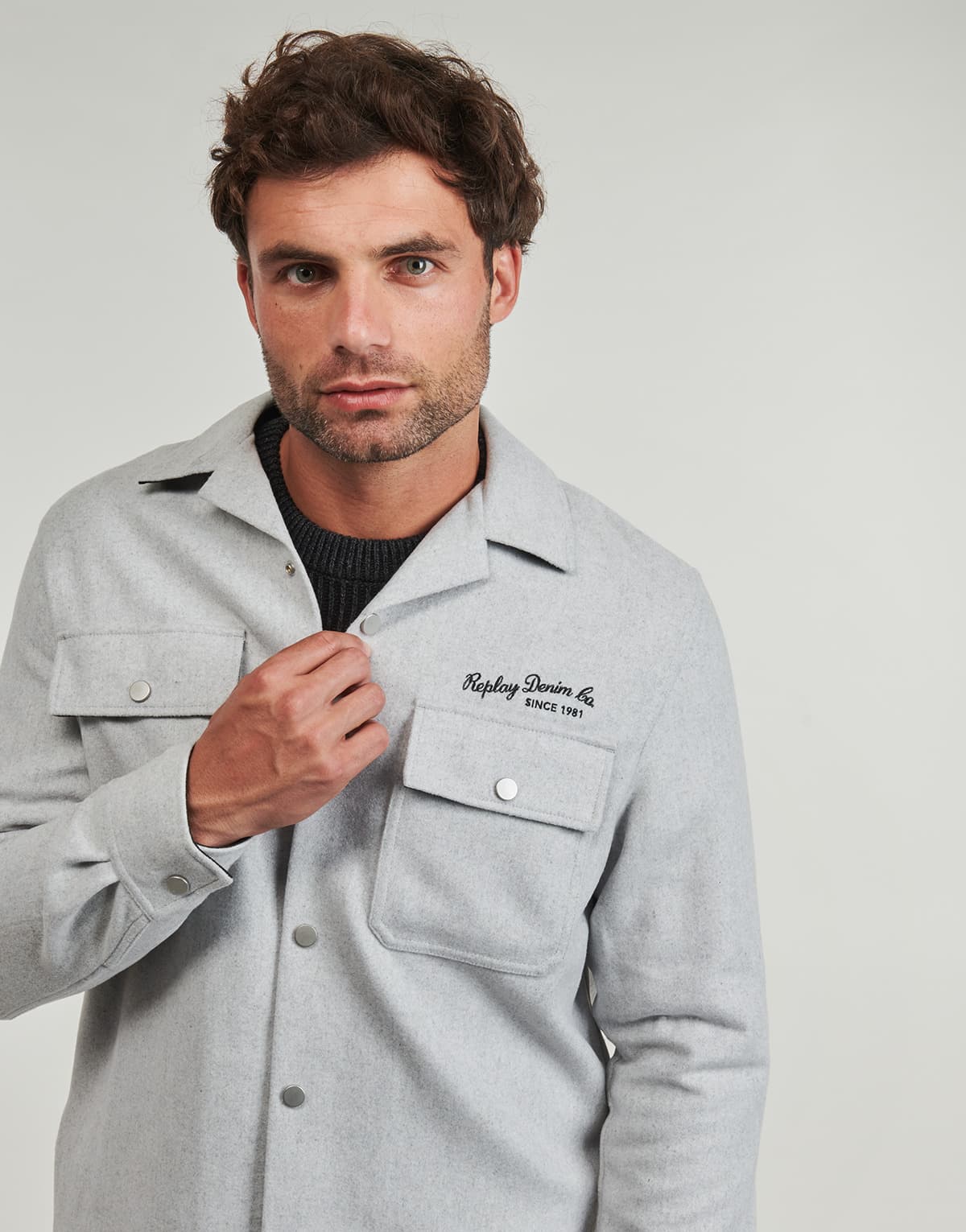 Men's T-Shirts Replay Gray