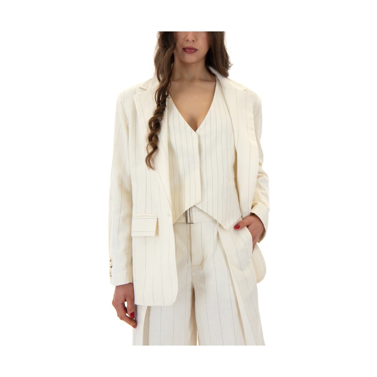 Σακάκια My T Wearables STRIPED SINGLE BREASTED COMFORT FIT BLAZER WOMEN