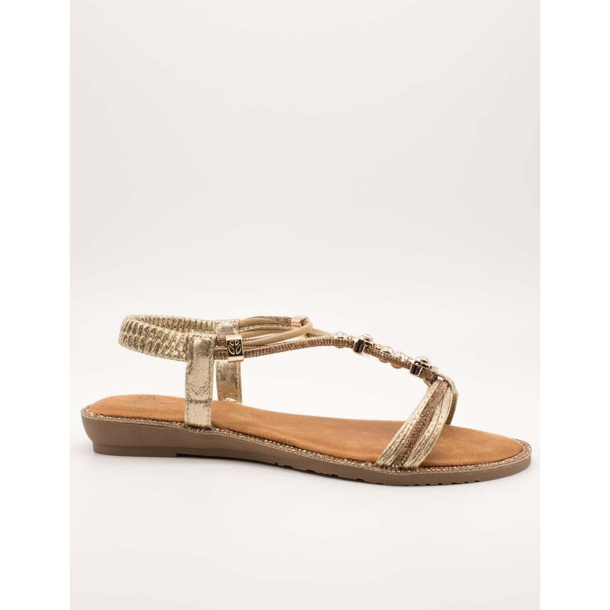 Σανδάλια χωρίς τακούνι Exé Shoes 8013-7 Strass Gold