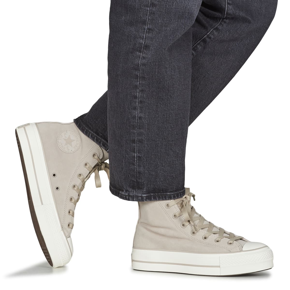 Converse All Star Lift Platform Suede Δίπατα Μποτάκια Μπεζ