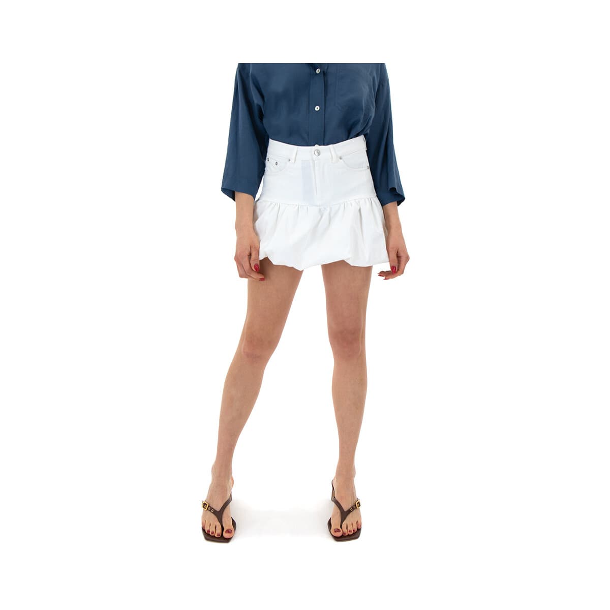 Κοντές φούστες Black N Black DENIM STRETCH RUFFLE MINI SKIRT WOMEN BLACK BLACK