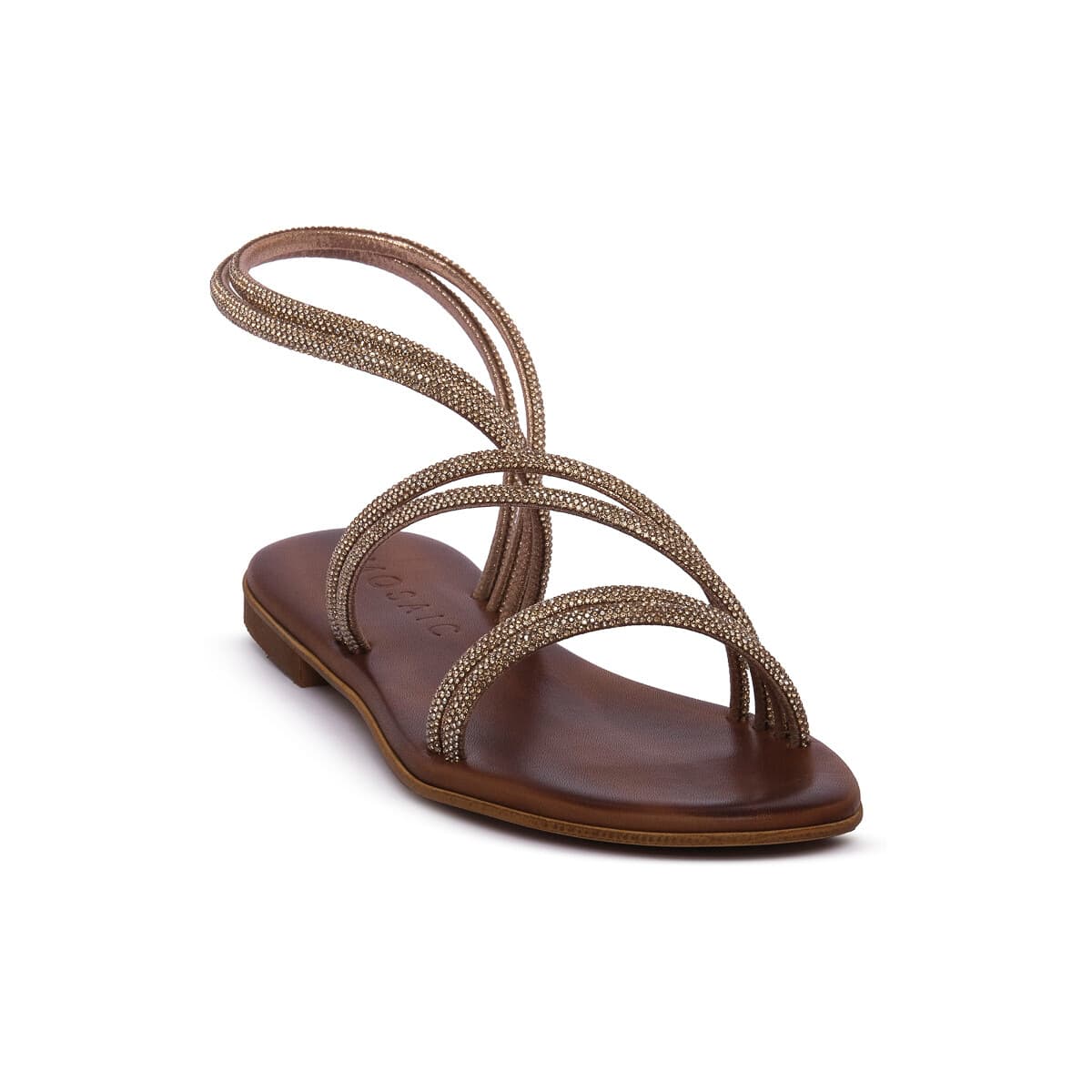 Σανδάλια χωρίς τακούνι Mosaic GOLD BROWN NAOMI