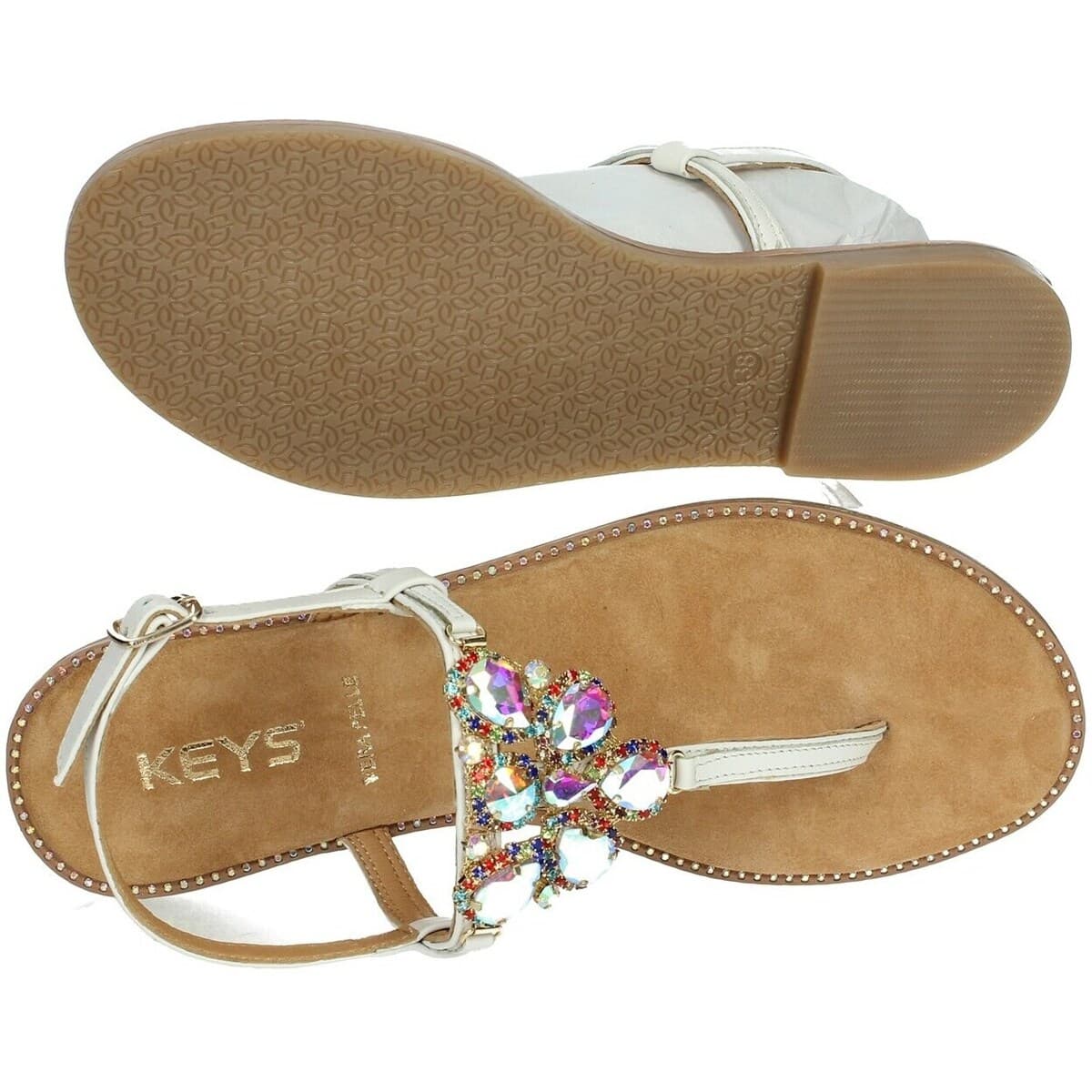 Women's Flip Flops Keys White