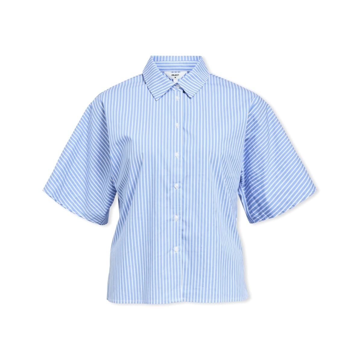 Μπλούζα Object Tutta Shirt - Cornflower Blue/White