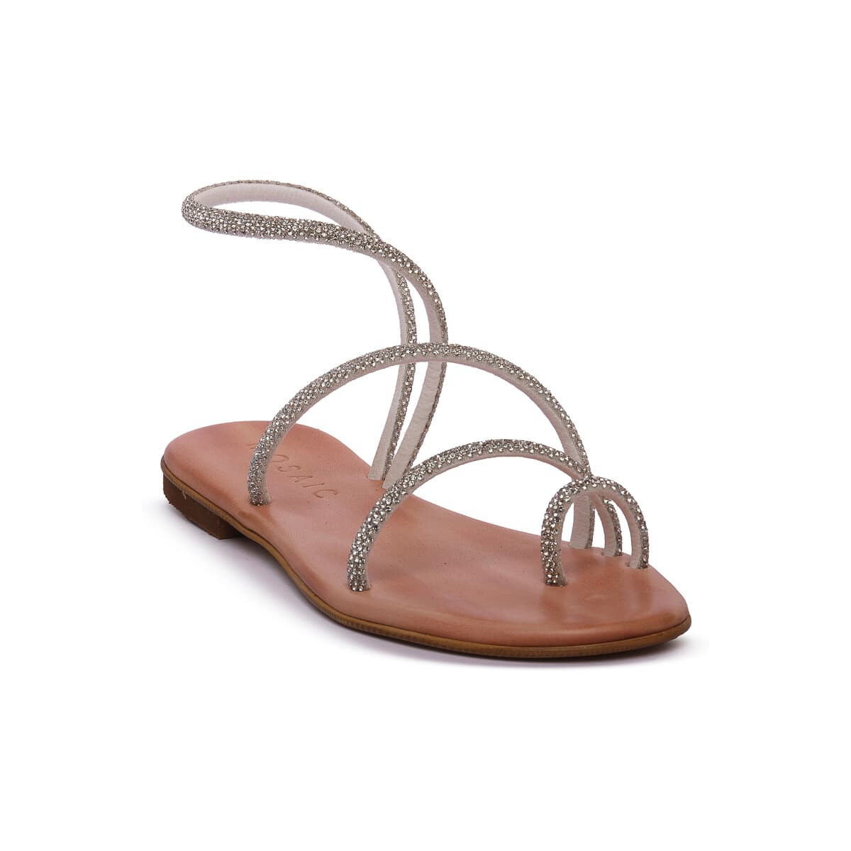 Σανδάλια χωρίς τακούνι Mosaic SILVER ELISA