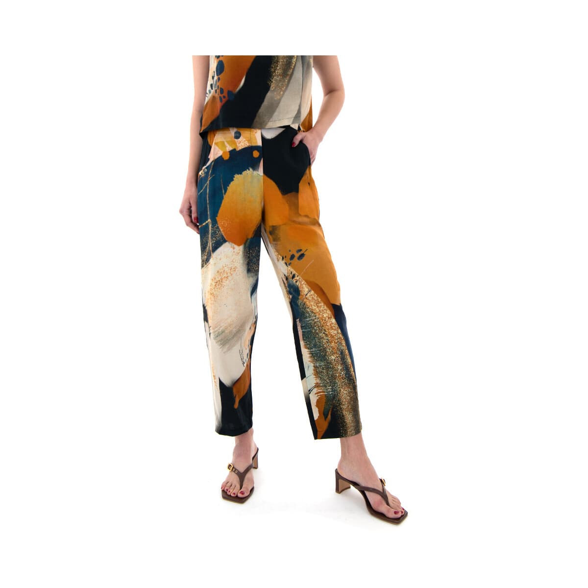 Printed Elastic High Waist Slouchy Fit Pants Women Moutaki