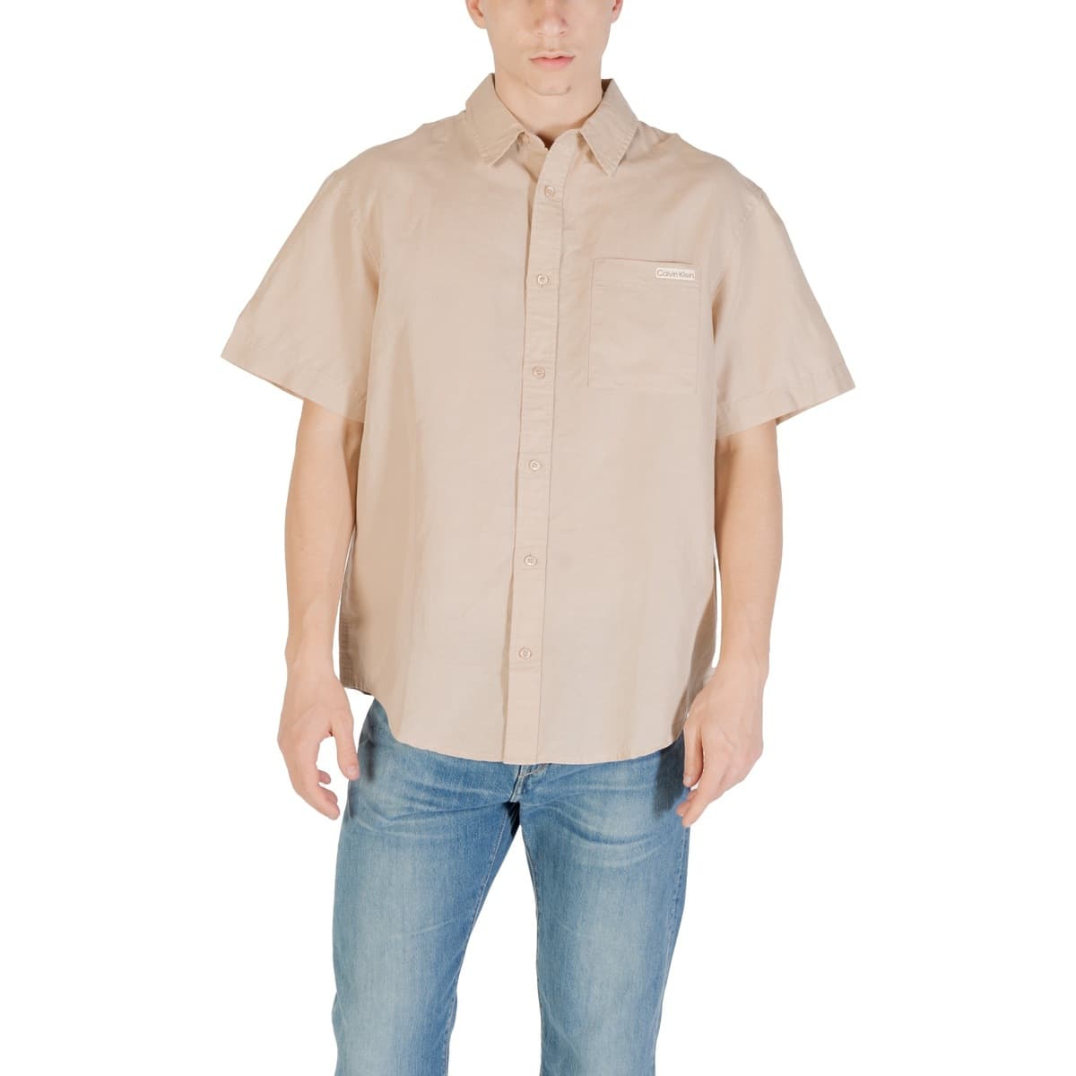 Πουκάμισο με κοντά μανίκια Calvin Klein Jeans LINEN COTTON S/S J30J327296