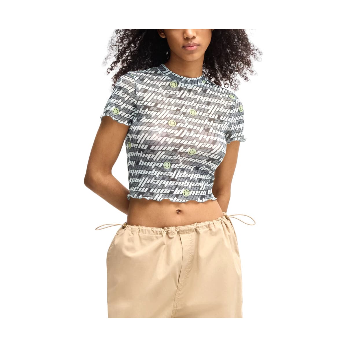 Μπλουζάκια με μακριά μανίκια HUGO DALEANA SEE THROUGH SHORT SLEEVE TOP WOMEN