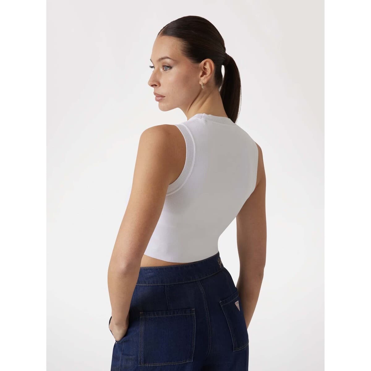 Women's Sleeveless Tops Guess White