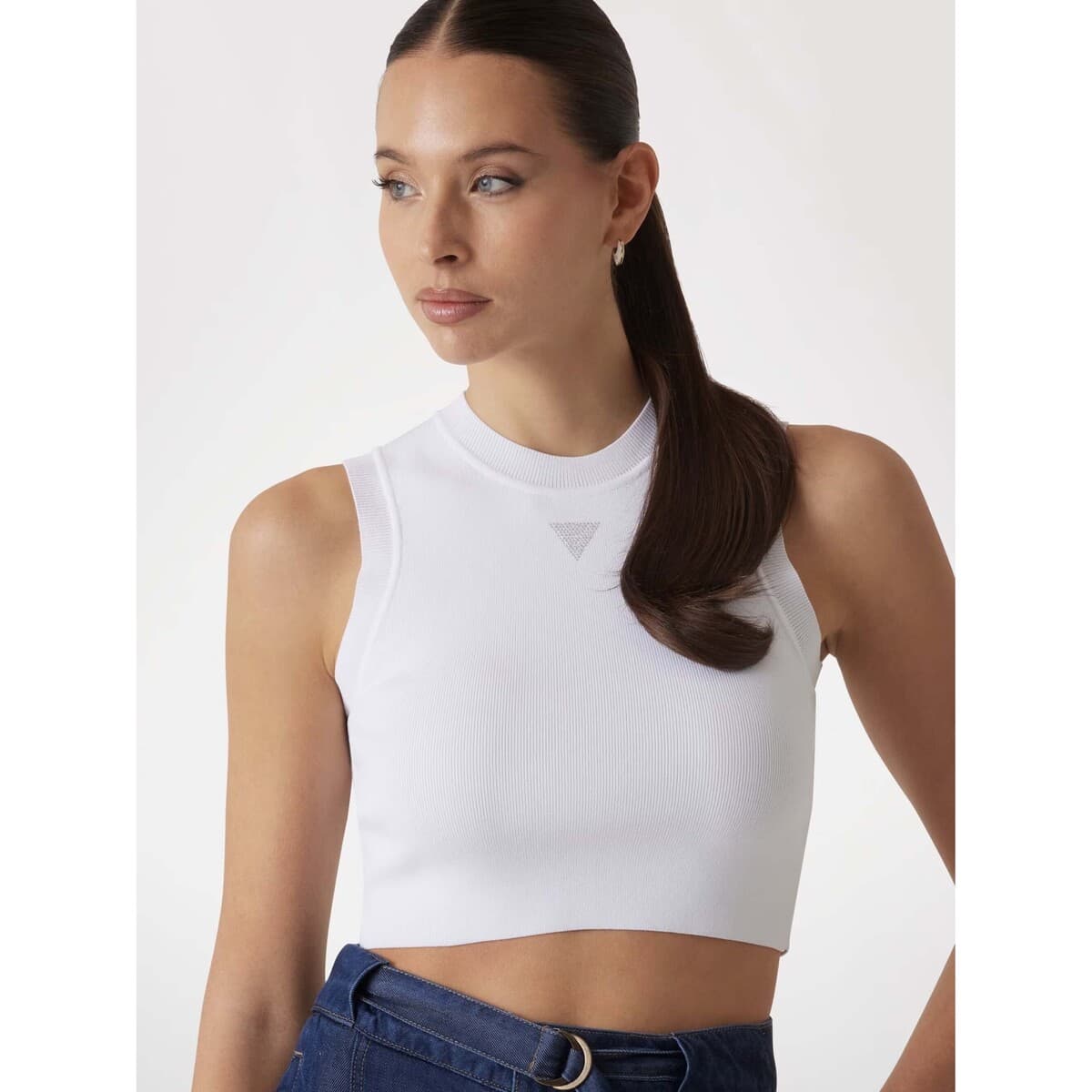 Women's Sleeveless Tops Guess White