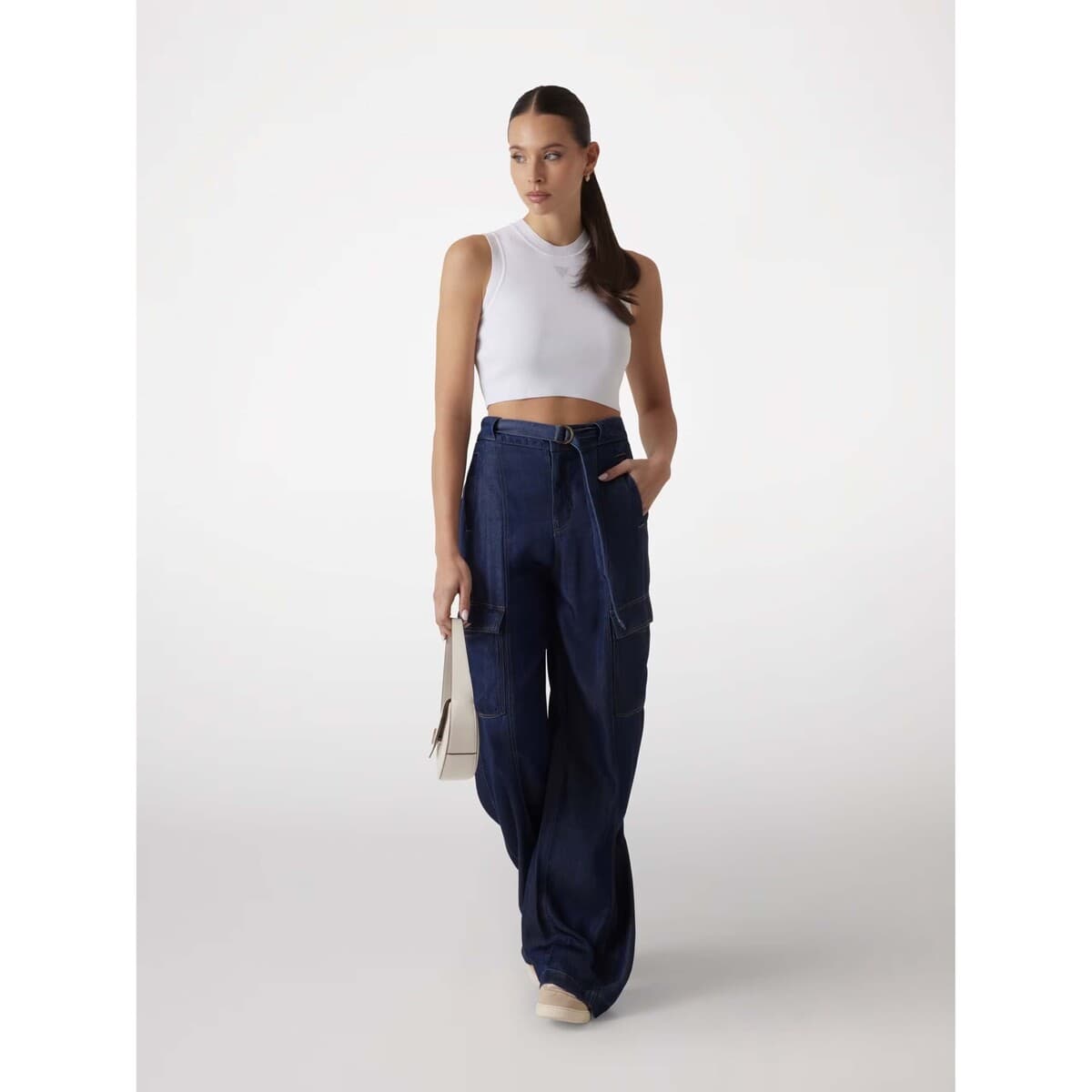 Women's Sleeveless Tops Guess White