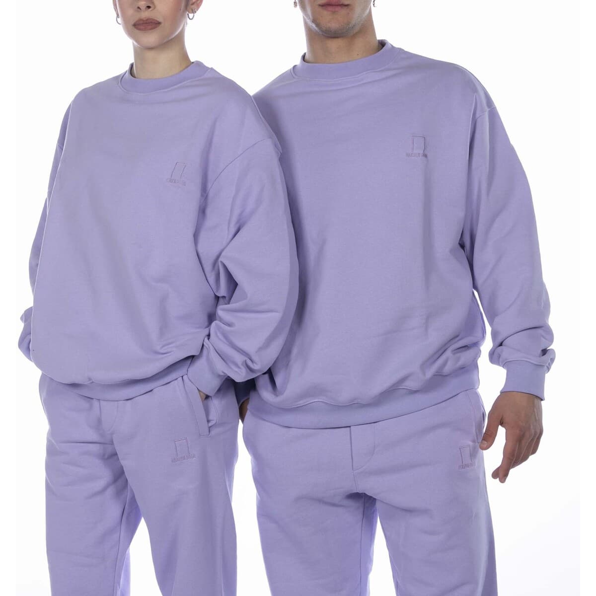 Fleece Heaven Door Crewneck Embroidered Logo Lilla