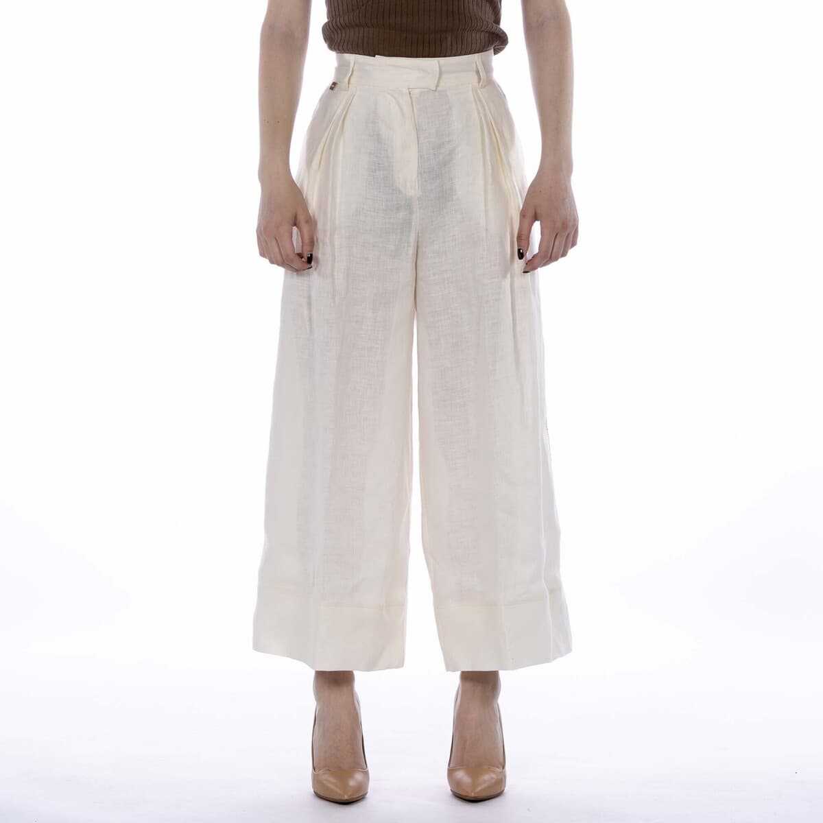 Παντελόνια Manila Grace Crop Manila Grace Ecru