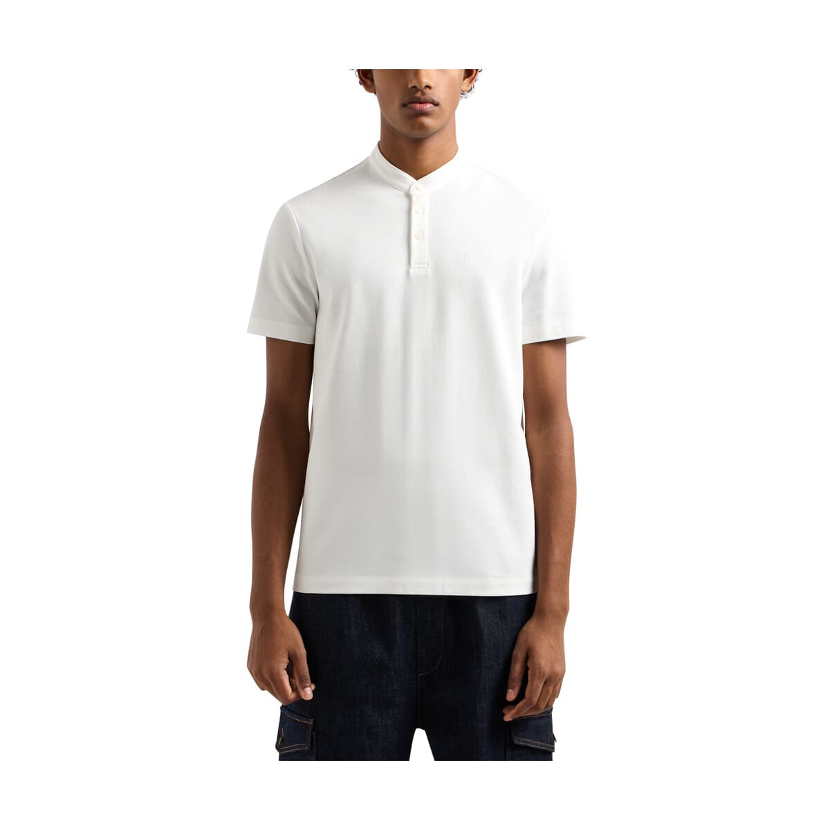 T-shirt με κοντά μανίκια EAX MAO COLLAR SLIM FIT POLO T-SHIRT MEN