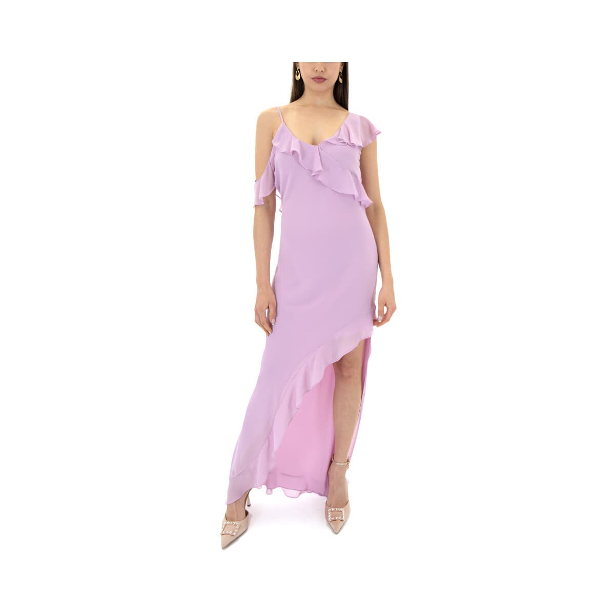 Φορέματα Twenty-29 SIDE SLIT V NECK RUFFLE SLEEVELESS LONG DRESS WOMEN