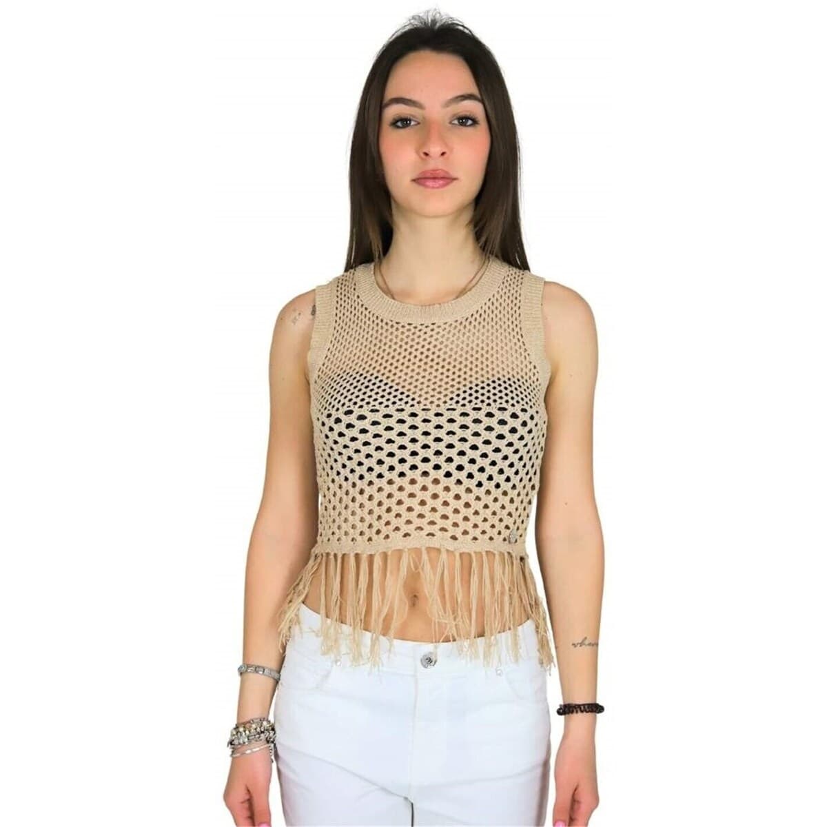 Women's Sleeveless Tops Take Two Beige